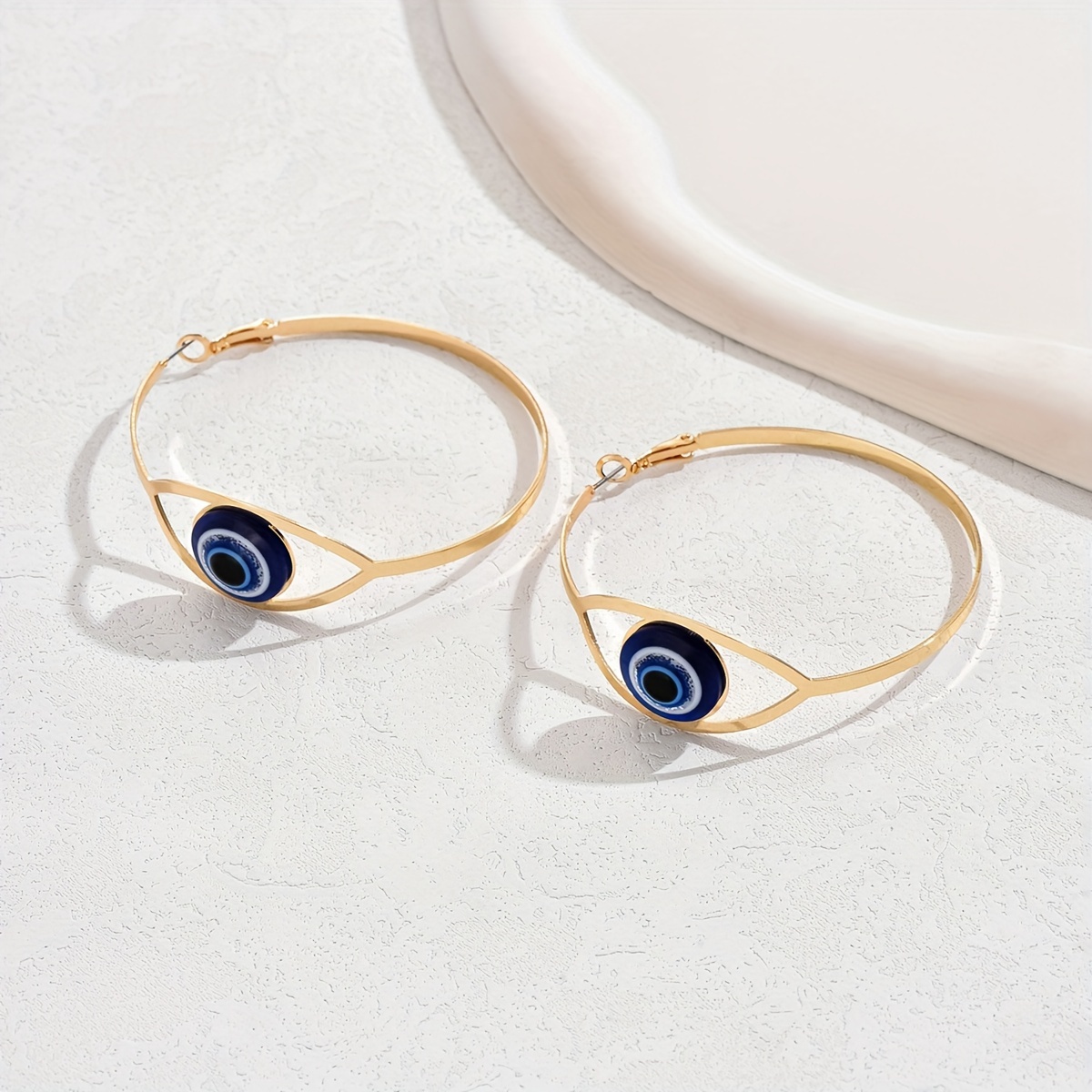 Geometric Hoop Earrings Devil Eye Decor